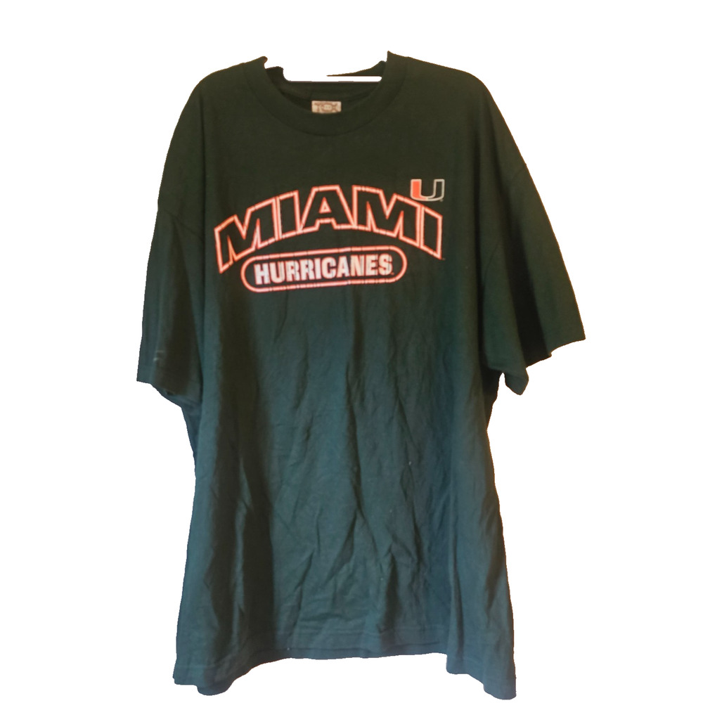 Miami Hurricanes NCAA T Shirt Dark Green University Of Miami Canes Mens 2XL